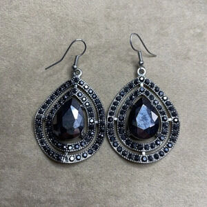 Gray Rhinestone Fish hook earrings